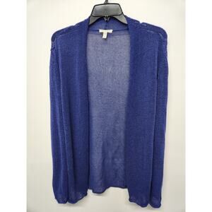 Eileen Fisher Women's Open Knit Organic Linen Nylon Cardigan, Size Lg, In Blue